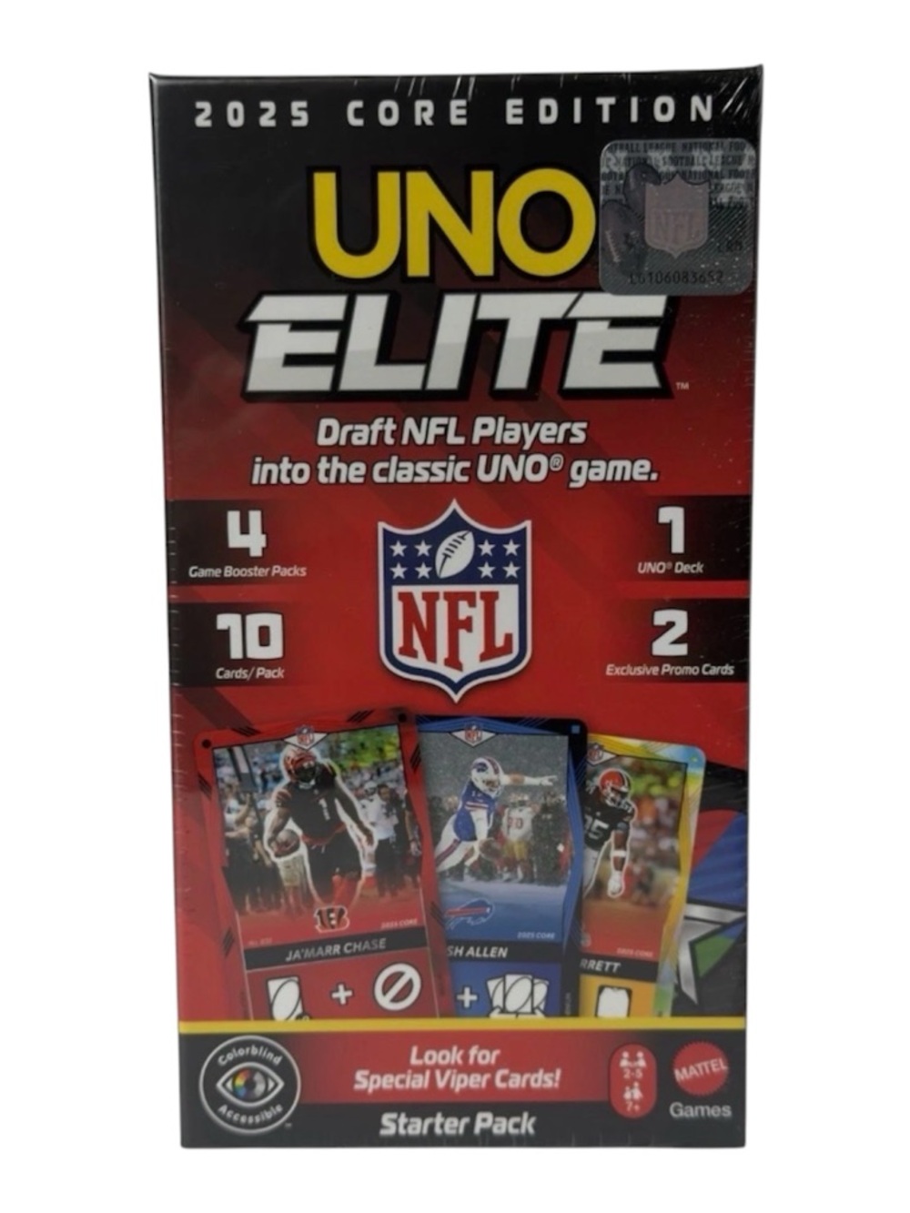 Mattel UNO Elite 2025 Core Edition - Red and Black NFL Starter Pack